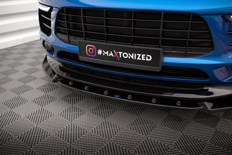 Maxton Front Ansatz V.2 für Porsche Macan Mk1 schwarz Hochglanz PO-MA-1-FD2-G