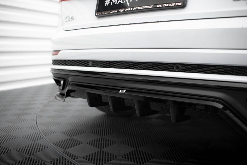 Maxton Mittlerer Cup Diffusor Heck Ansatz Audi Q8 S-Line Mk1 schwarz Hochglanz AU-Q8-1-SLINE-RD1G+RD2-G
