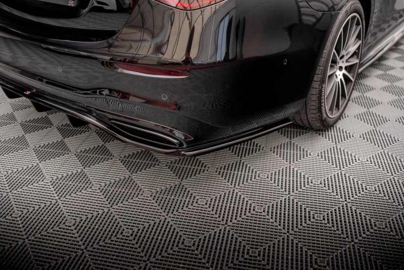 Maxton Mittlerer Diffusor Heck Ansatz DTM Look für Mercedes-Benz S AMG-Line W223 schwarz Hochglanz ME-S-223-AMGLINE-RD1G+RD2-G