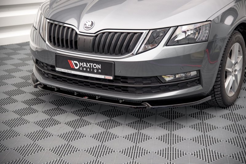 Maxton Front Ansatz V.1 für Skoda Octavia Mk3 Facelift schwarz Hochglanz SK-OC-3F-FD1-G