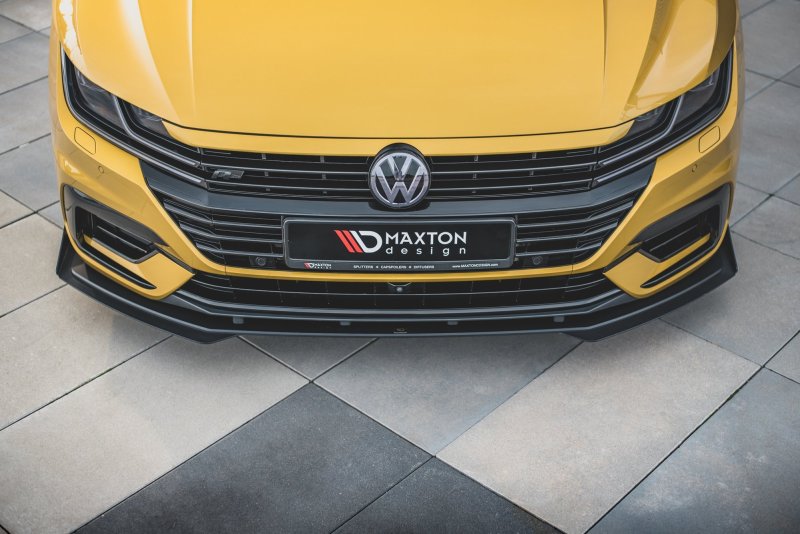 Maxton Racing Front Ansatz für passend +Flaps für Volkswagen Arteon R-Line schwarz Hochglanz VWAR1RLINECNC-FD1BRB+FSF1-G
