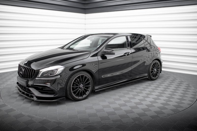 Maxton Seitenschweller Ansatz Mercedes-Benz A AMG-Line W176 Facelif schwarz Hochglanz ME-A-176F-AMGLINE-SD1-G