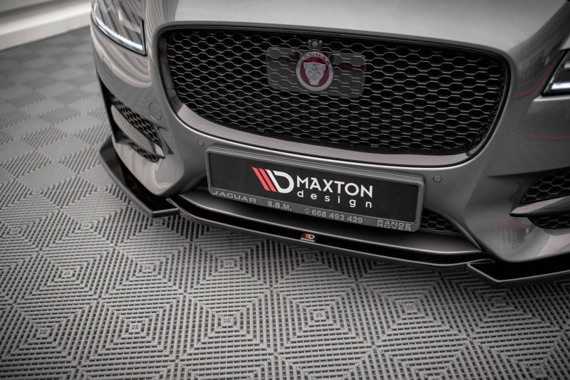 Maxton Front Ansatz V.1 für Jaguar XF R-Sport Mk2 schwarz Hochglanz JA-XF-2-RSPORT-FD1-G