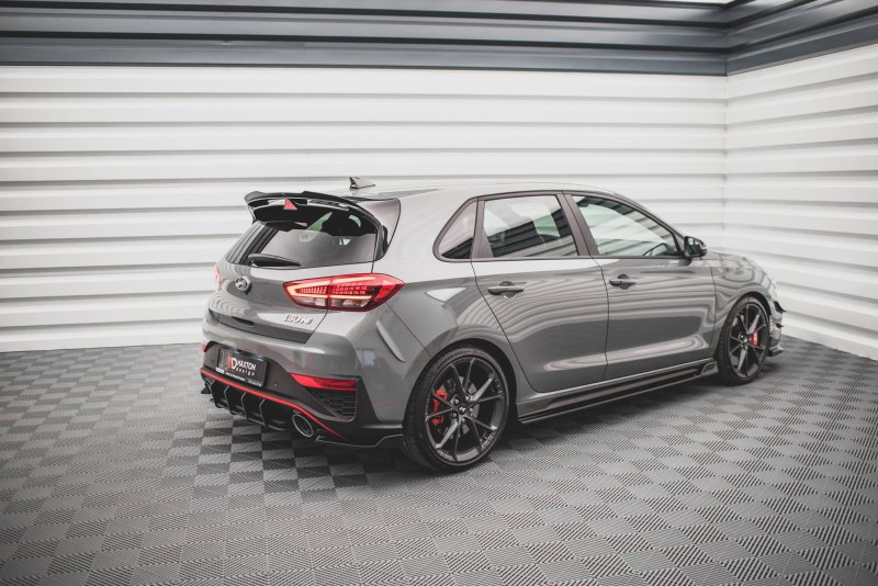 Maxton Heck Ansatz Flaps Diffusor V.3 für Hyundai I30 N Hatchback Mk3 Facelift schwarz Hochglanz HY-I30-3F-N-RSD3-G