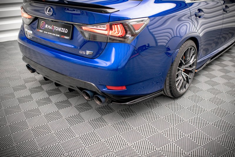 Preview: Maxton Heck Ansatz Flaps Diffusor für Lexus GS F Mk4 Facelift Carbon Look LE-GSF-4F-RSD1-C