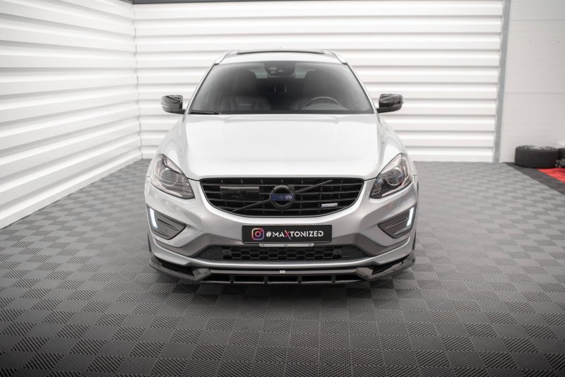 Preview: Maxton Front Ansatz für Volvo XC60 R-Design Mk1 Facelift schwarz Hochglanz VO-XC60-1F-RDESIGN-FD1G+FD1R-G