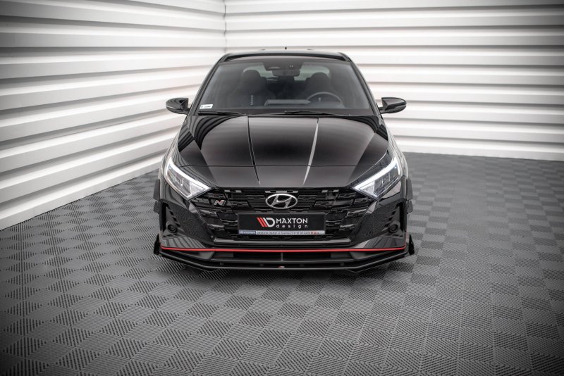 Maxton Street Pro Front Ansatz +Flaps für V.1 + Flaps Hyundai I20 N Mk3 schwarz Hochglanz HYI203NCNC-FD1B+FSF1-G