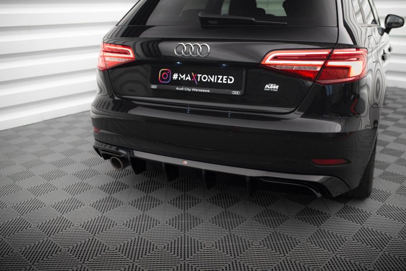 Maxton Diffusor Heck Ansatz Audi A3 Sportback 8V Facelift (Version mit einseitigem Auspuffrohr) AU-A3-3F-SB-RS1GO_