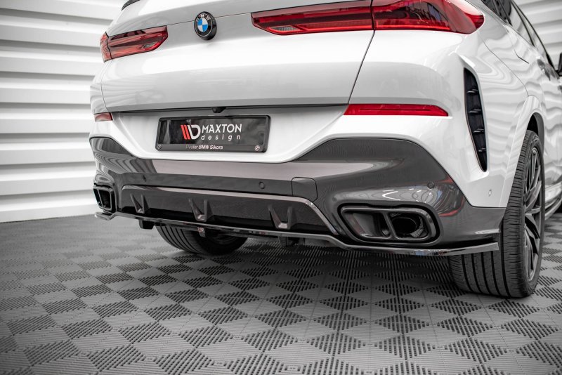 Maxton Mittlerer Diffusor Heck Ansatz DTM Look für BMW X6 M-Paket G06 schwarz Hochglanz BM-X6-06-MPACK-RD1G+RD2-G