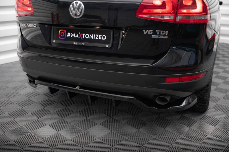 Maxton Mittlerer Cup Diffusor Heck Ansatz VW Touareg Mk2 schwarz Hochglanz VW-TO-2-RD1G+RD2-G