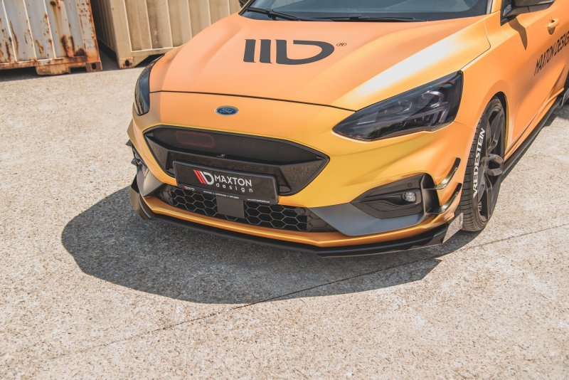 Maxton Racing Front Ansatz für passend +Flaps für Ford Focus ST / ST-Line Mk4 schwarz Hochglanz FOFO4STCNC-FD1BRB+FSF1-G