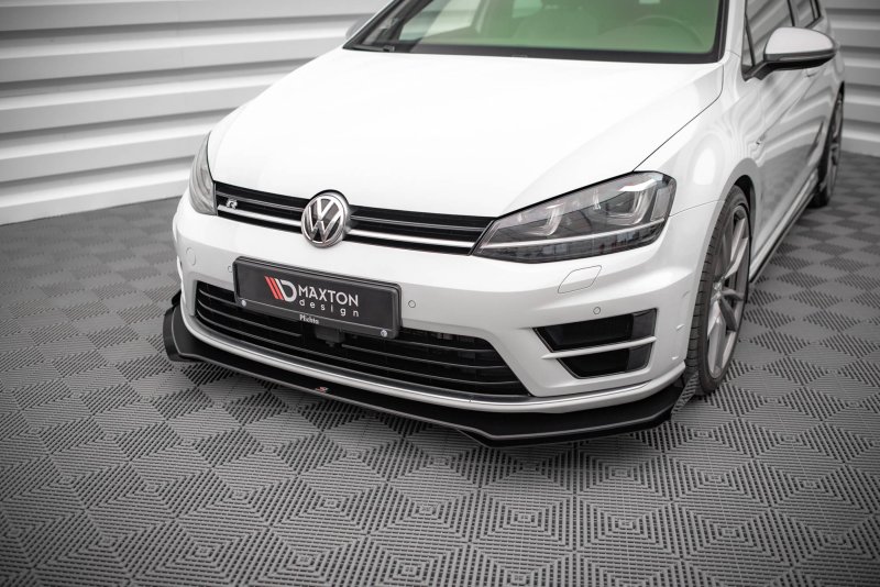 Maxton Street Pro Front Ansatz +Flaps für V.1 + Flaps Volkswagen Golf R Mk7 schwarz Hochglanz VWGO7RCNC-FD1BRB+FSF1-G