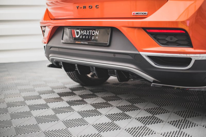Maxton Diffusor Heck Ansatz für Volkswagen T-Roc Mk1 schwarz Hochglanz VW-T-ROC-1-RS1-G