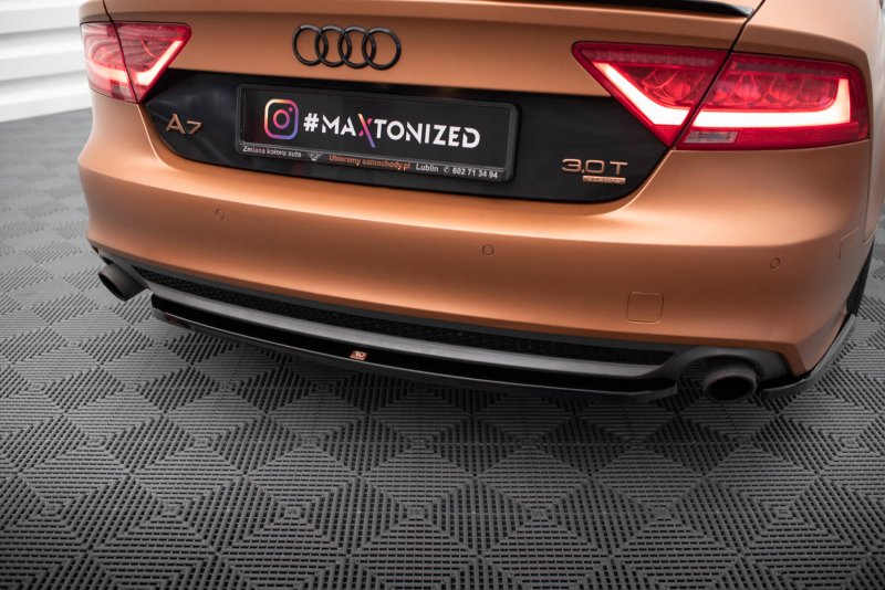 Maxton Mittlerer Cup Diffusor Heck Ansatz Audi A7 S-Line C7 schwarz Hochglanz AU-A7-C7-RD1-G