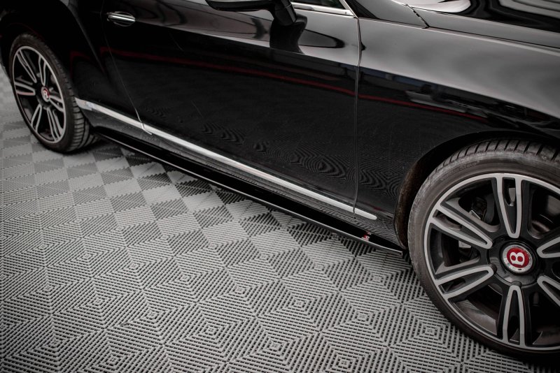 Maxton Seitenschweller Ansatz für Bentley Continental GT V8 S Mk2 schwarz Hochglanz BE-CO-GT-1F-SD1-G