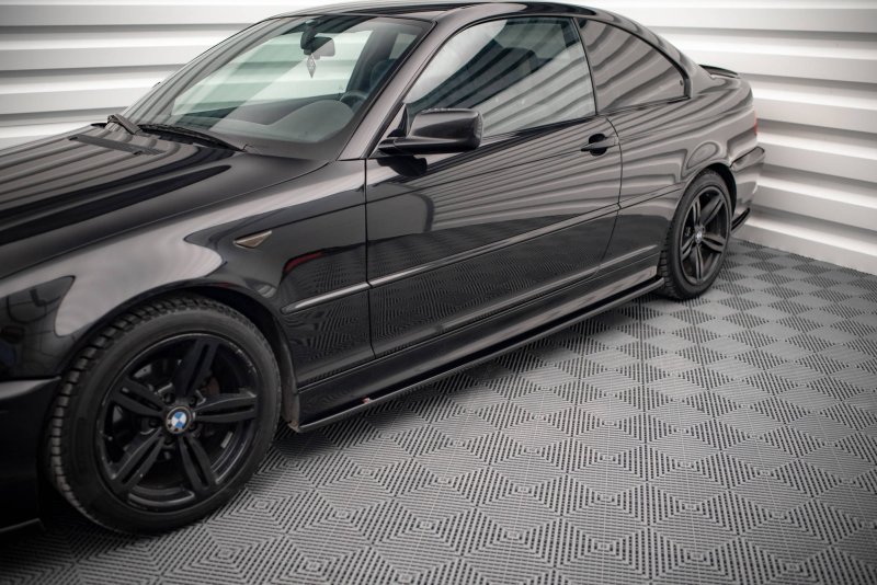 Maxton Seitenschweller Ansatz für V.2 für BMW 3er Coupe M-Paket E46 schwarz Hochglanz BM-3-46-C-MPACK-SD2-G