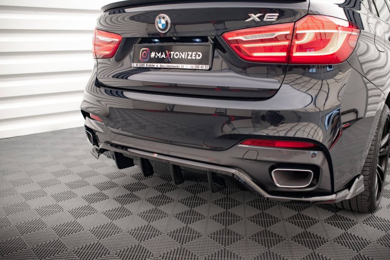 Maxton Mittlerer Diffusor Heck Ansatz DTM Look für BMW X6 M-Paket F16 schwarz Hochglanz BM-X6-16-MPACK-RD1G+RD2-G