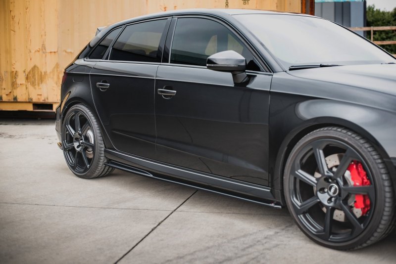 Maxton Seitenschweller Ansatz für V.2 für Audi RS3 8V Sportback Facelift schwarz Hochglanz AU-RS3-8VF-SD2-G