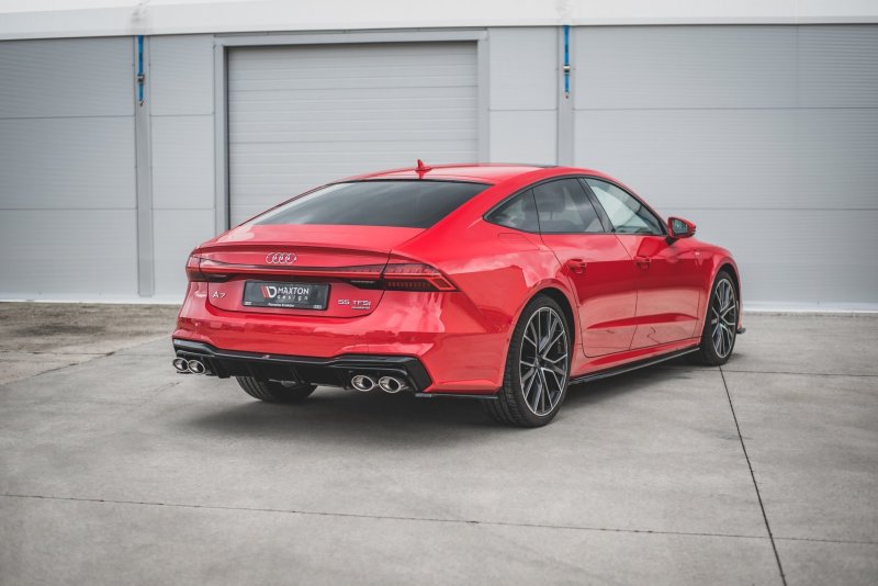 Maxton Diffusor Heck Ansatz + Endschalldampfer Sportauspuff Attrappe Audi A7 C8 S-Line AU-A7-C8-SLINE-RS1G+CHROME