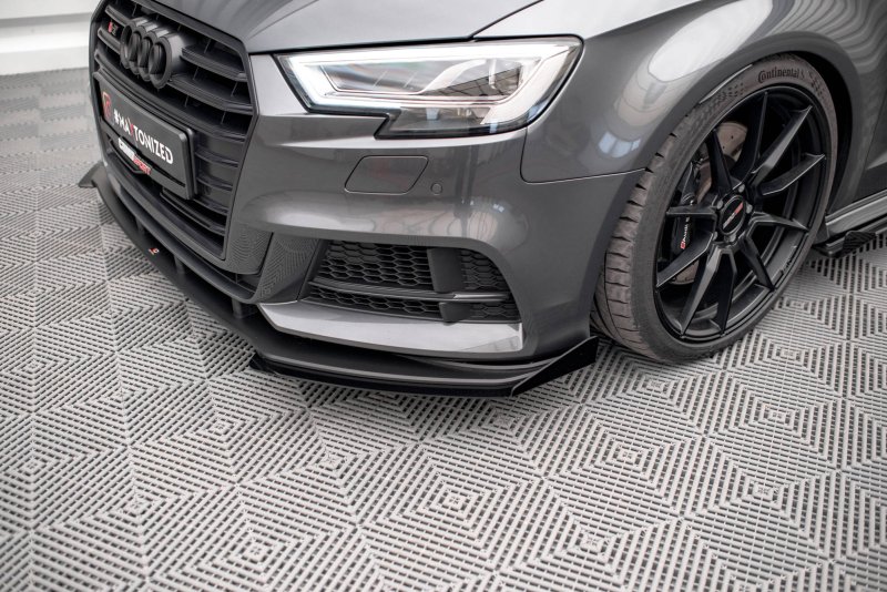 Maxton Front Flaps Audi S3 / A3 S-Line Sportback 8V Facelift schwarz Hochglanz AUS33FSBCNC-FSF1-G