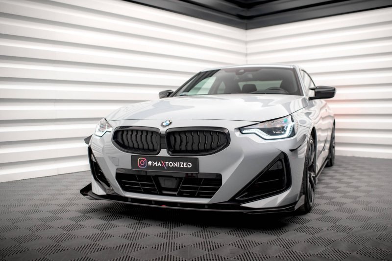Maxton Street Pro Front Ansatz für +Flaps für + Flaps BMW 2 Coupe M-Paket / M240i G42 schwarz Hochglanz BM242MPACKCNC-FD1BRB+FSF1-G