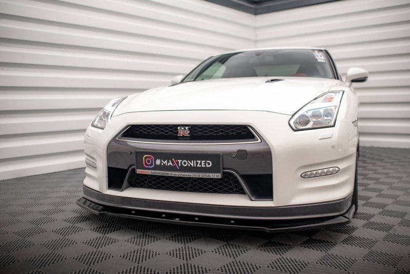 Maxton Front Ansatz für Nissan GTR R35 Facelift schwarz Hochglanz NI-GTR-4F2-FD1-G