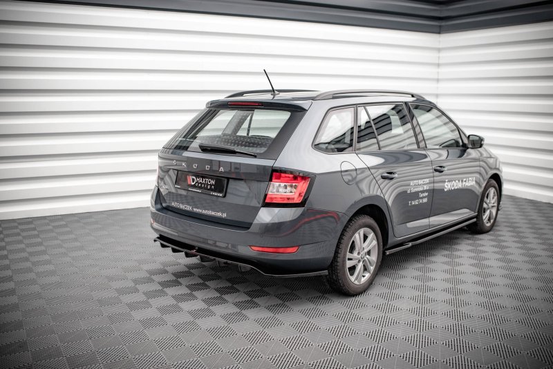 Maxton Mittlerer Diffusor Heck Ansatz DTM Look für Skoda Fabia Combi Mk3 Facelift schwarz Hochglanz SK-FA-3F-K-RD1G+RD2-G