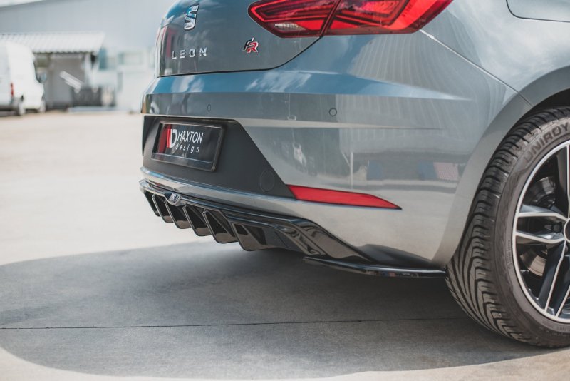 Maxton Diffusor Heck Ansatz für SEAT Leon Mk3 FR Facelift schwarz Hochglanz SE-LE-3F-FR-RS1-G
