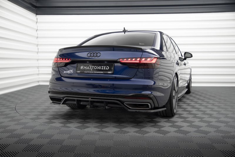 Maxton Mittlerer Cup Diffusor Heck Ansatz V.2 Audi A4 S-Line B9 Facelift schwarz Hochglanz AU-A4-B9F-SLINE-RD3G+RD4-G