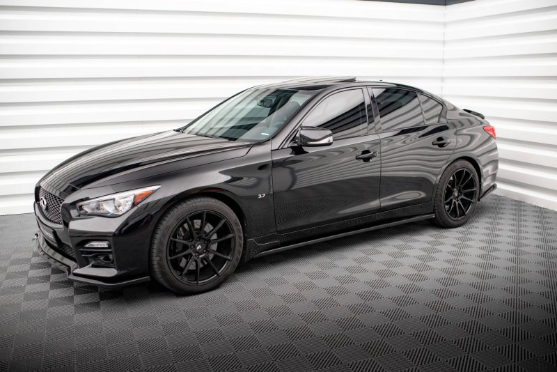 Maxton Seitenschweller Ansatz für Infiniti Q50 S Mk1 schwarz Hochglanz IN-Q50S-1-SD1-G