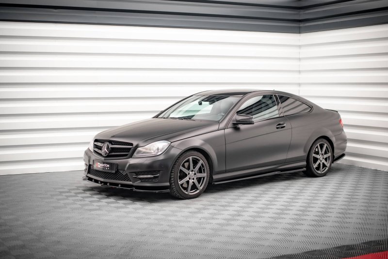 Maxton Seitenschweller Ansatz für Mercedes-Benz C Coupe AMG-Line C204 schwarz Hochglanz ME-C-204F-AMGLINE-C-SD1-G