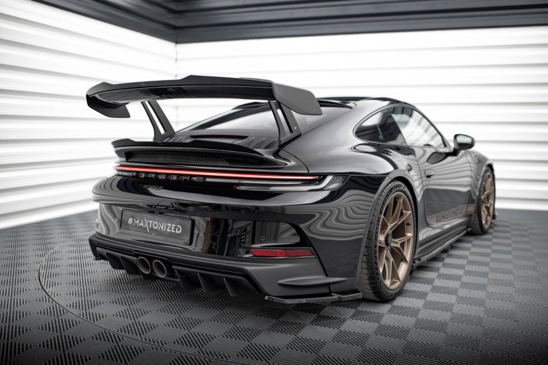 Maxton Heck Ansatz Flaps Diffusor Porsche 911 992 GT3 schwarz Hochglanz PO-911-992-GT3-RSD1-G