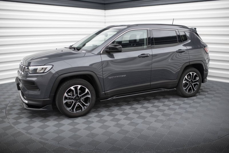 Maxton Seitenschweller Ansatz Jeep Compass Limited Mk2 Facelift schwarz Hochglanz JE-CO-2-SD1-G