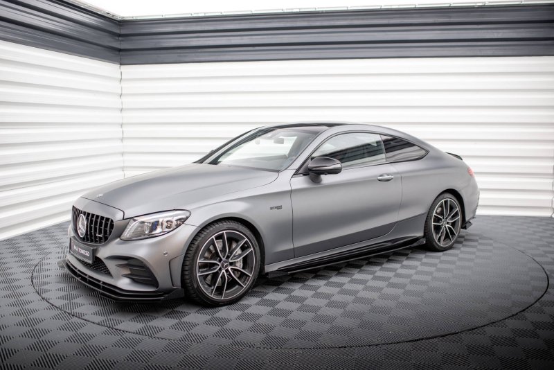 Preview: Maxton Street Pro Seitenschweller Ansatz + Flaps Mercedes-AMG C43 Coupe / Cabrio C205 Facelift / A205 Facelift schwarz Hochglanz MEC205F43CCNC-SD1B+SF1-G