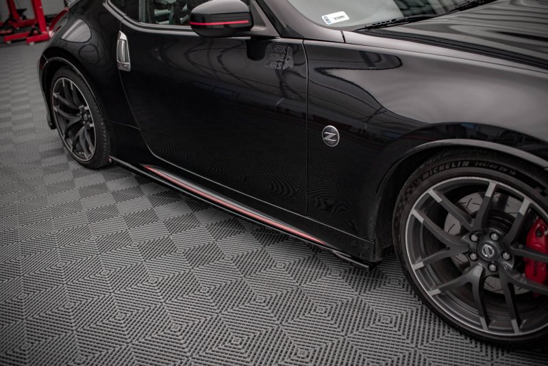 Maxton Seitenschweller Ansatz für V.1 für Nissan 370Z Nismo Facelift schwarz Hochglanz NI-370Z-NISMO-SD1-G