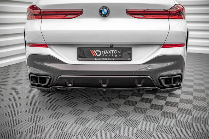 Maxton Mittlerer Diffusor Heck Ansatz DTM Look für BMW X6 M-Paket G06 schwarz Hochglanz BM-X6-06-MPACK-RD1G+RD2-G