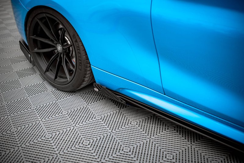 Maxton Street Pro Seitenschweller Ansatz für + Flaps BMW M2 F87 schwarz Hochglanz BM287MCOMPCNC-SD1BRB+SRF1-G