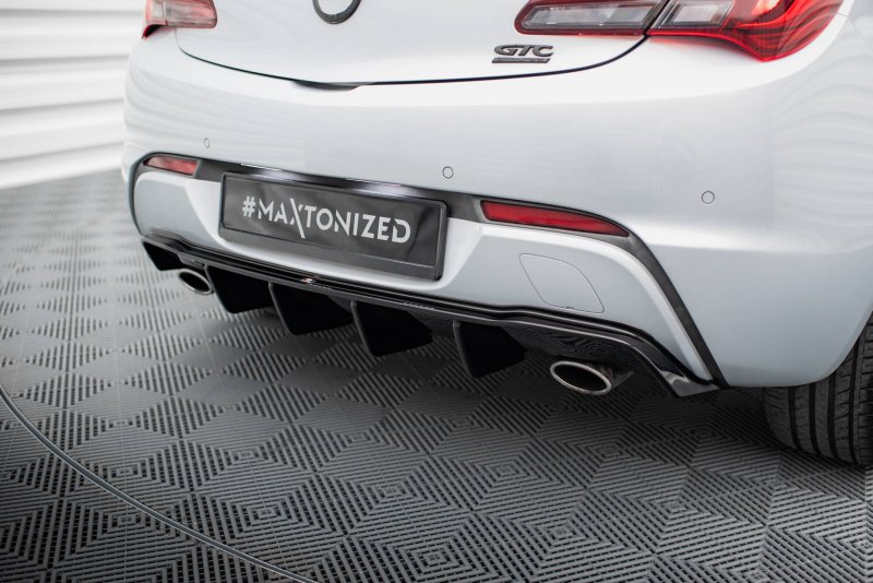Maxton Diffusor Heck Ansatz Opel Astra GTC OPC-Line J (Version mit Einzelauspuff auf beiden Seiten) schwarz Hochglanz OP-AS-J-GTC-OPCLINE-RS1G+RS1R-G