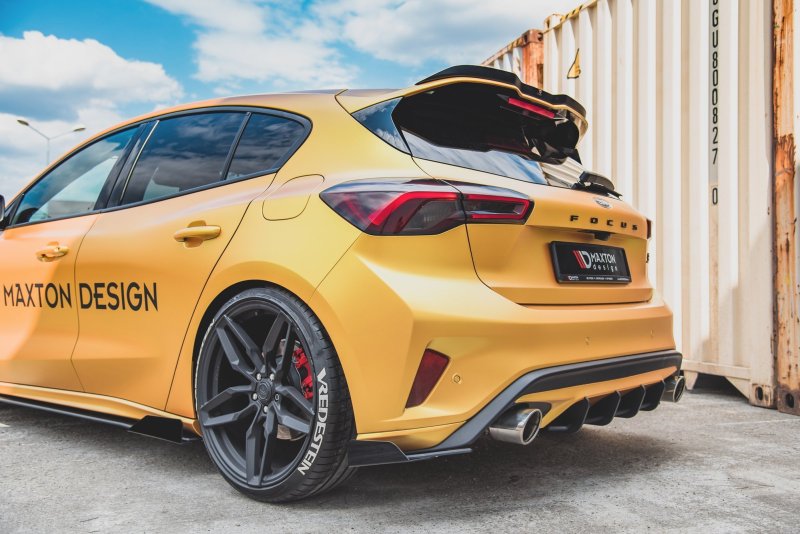 Maxton Racing Heck Ansatz Flaps Diffusor +Flaps für Ford Focus ST Mk4 schwarz Hochglanz FOFO4STCNC-RSD1B+RSF1-G