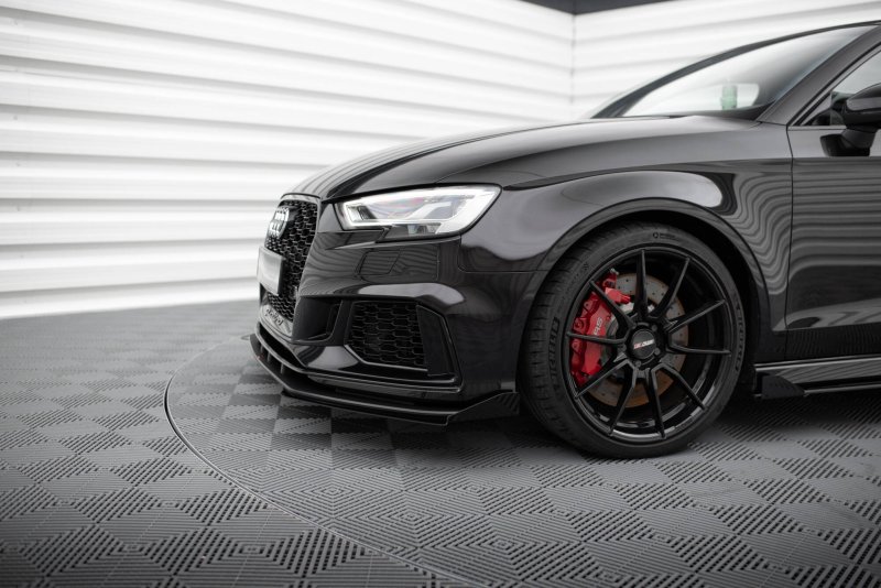 Maxton Front Flaps Audi RS3 Limousine 8V Facelift schwarz Hochglanz AURS38VFSCNC-FSF1-G