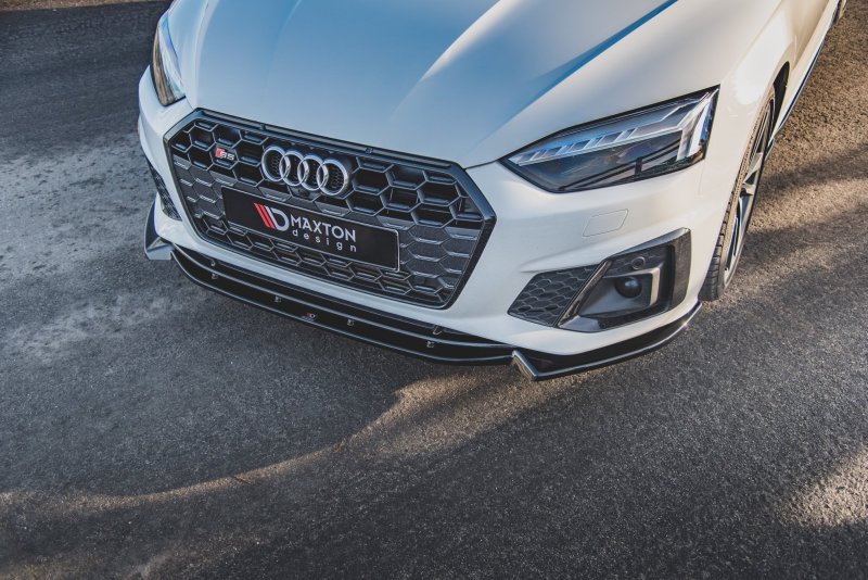 Maxton Front Ansatz V.2 für Audi S5 / A5 S-Line F5 Facelift schwarz Hochglanz AU-S5-2F-FD2-G