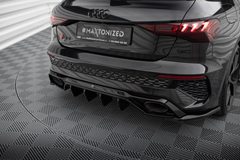 Maxton Heck Ansatz Flaps Diffusor V.2 Audi RS3 Sportback 8Y schwarz Hochglanz AU-RS3-8Y-RSD2-G