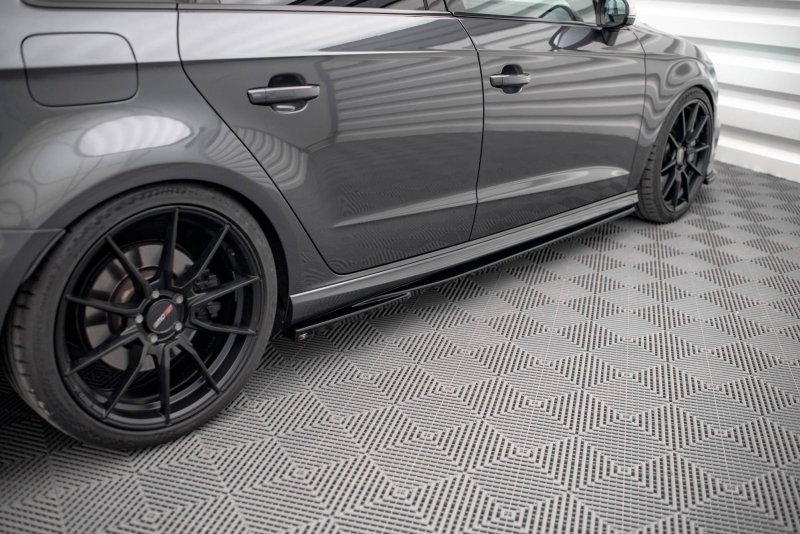 Maxton Seitenschweller Ansatz für Audi S3 / A3 S-Line Sportback 8V Facelift schwarz Hochglanz AU-S3-3F-SB-SD1-G