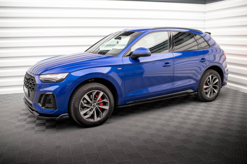Maxton Seitenschweller Ansatz für Audi SQ5 / Q5 S-Line SUV / Sportback Mk2 Facelift schwarz Hochglanz AU-SQ5-2F-SB-SD1-G