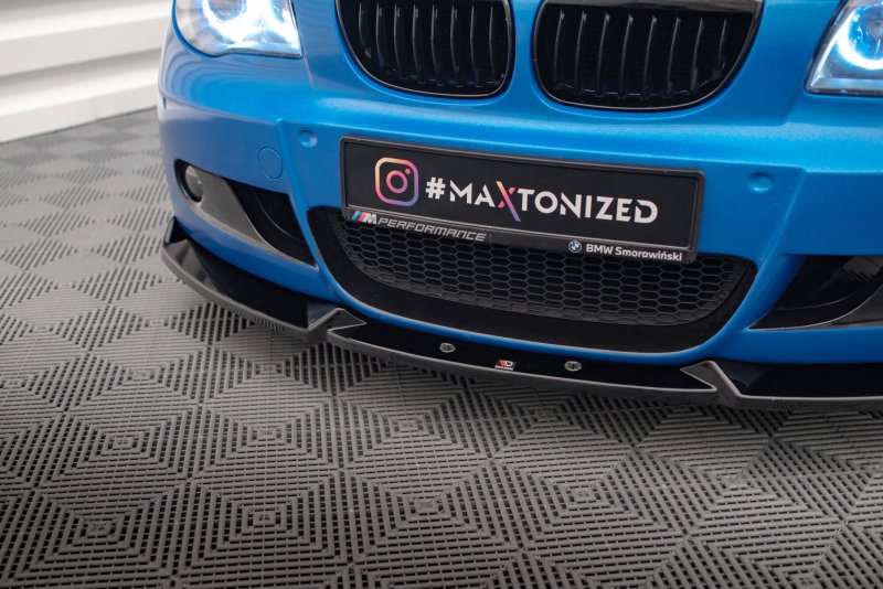 Maxton Front Ansatz V.2 BMW 1er M-Paket E87 / E81 Facelift schwarz Hochglanz BM-1-87F-MPACK-FD2-G
