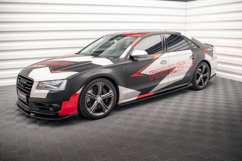 Maxton Seitenschweller Ansatz für V.2 für Audi S8 D4 schwarz Hochglanz AU-A8-D4-SLINE-SD2-G