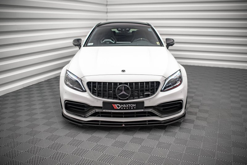 Maxton Front Ansatz V.1 für Mercedes-AMG C63 Coupe AMG Aero Pack C205 Facelift schwarz Hochglanz ME-C-205F-AMG-C-FD1-G