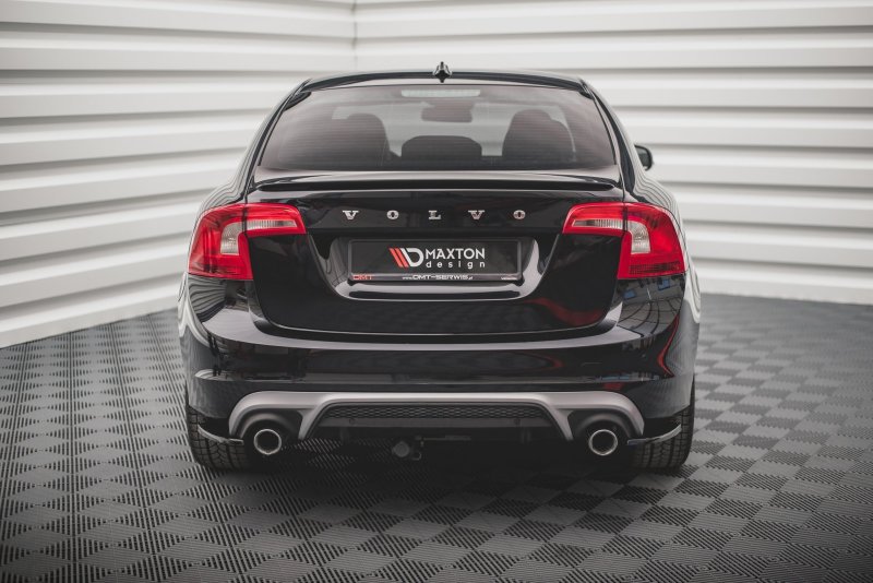 Maxton Heck Ansatz Flaps Diffusor für Volvo S60 R-Design Mk2 schwarz Hochglanz VO-S60-2F-RDESIGN-RSD1-G