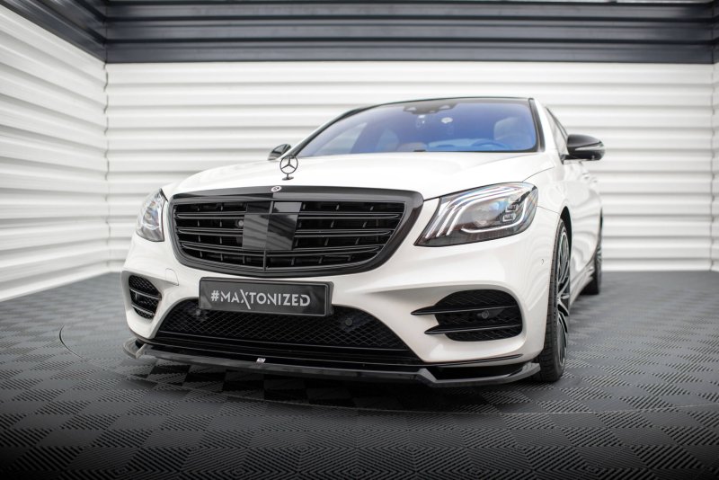 Preview: Maxton Front Ansatz V.1 Mercedes-Benz S AMG-Line W222 Facelift schwarz Hochglanz ME-S-222F-AMGLINE-FD1-G