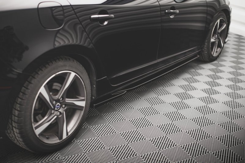 Maxton Seitenschweller Ansatz für Volvo S60 R-Design Mk2 schwarz Hochglanz VO-S60-2-RDESIGN-SD1-G